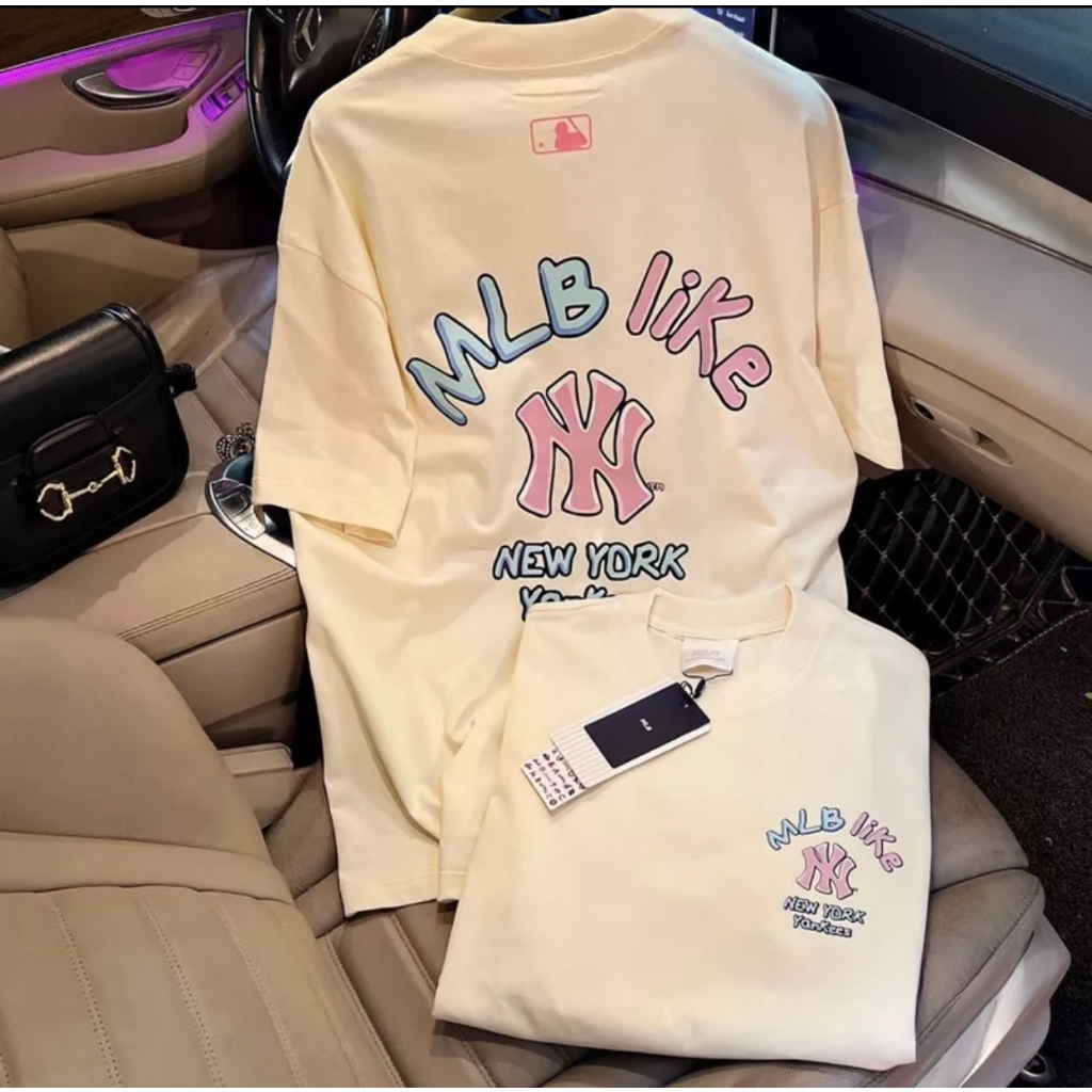 Mlb LIKE เสื้อยืดหลวม, เสื้อยืด MLB Unisex ในผ้าฝ้ายคุณภาพสูง