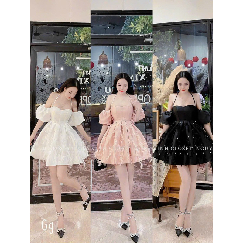 ชุดเดรสปาร์ตี้แฟชั่นสตรีทําจากถั่วตะปาพร้อมสายรัดลูกปัด 2 ชิ้นและขนเปิดไหล่