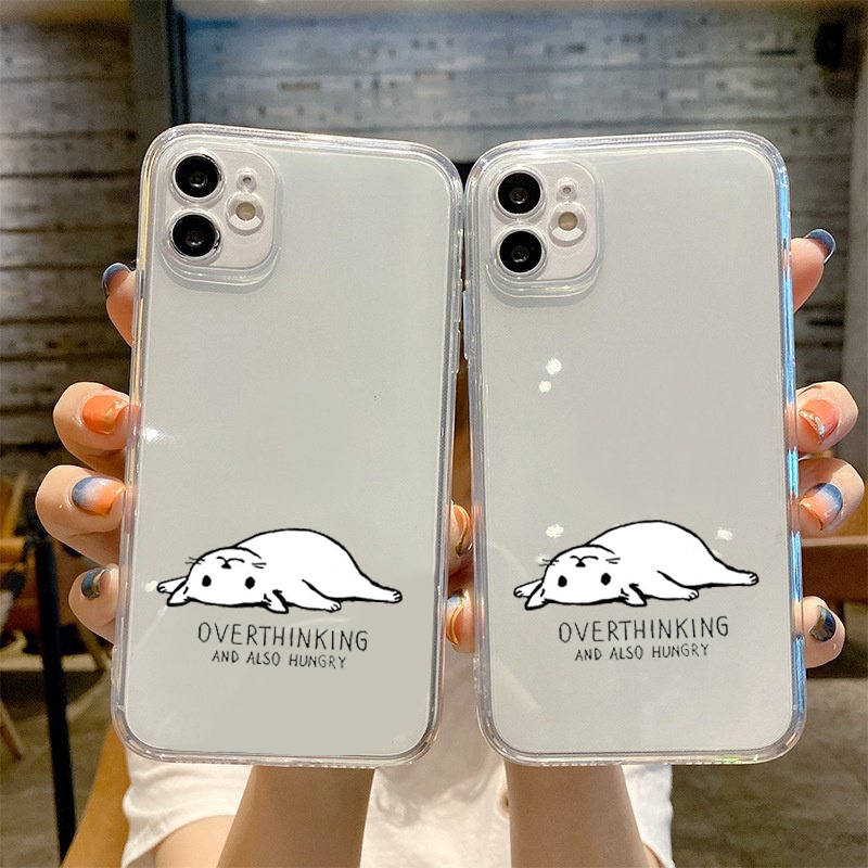 เคสไอโฟนแมว Overthinking 7/7plus/8/8plus/x/xr/xs/11/12/13/pro/max/promax/14/pro/max u1832