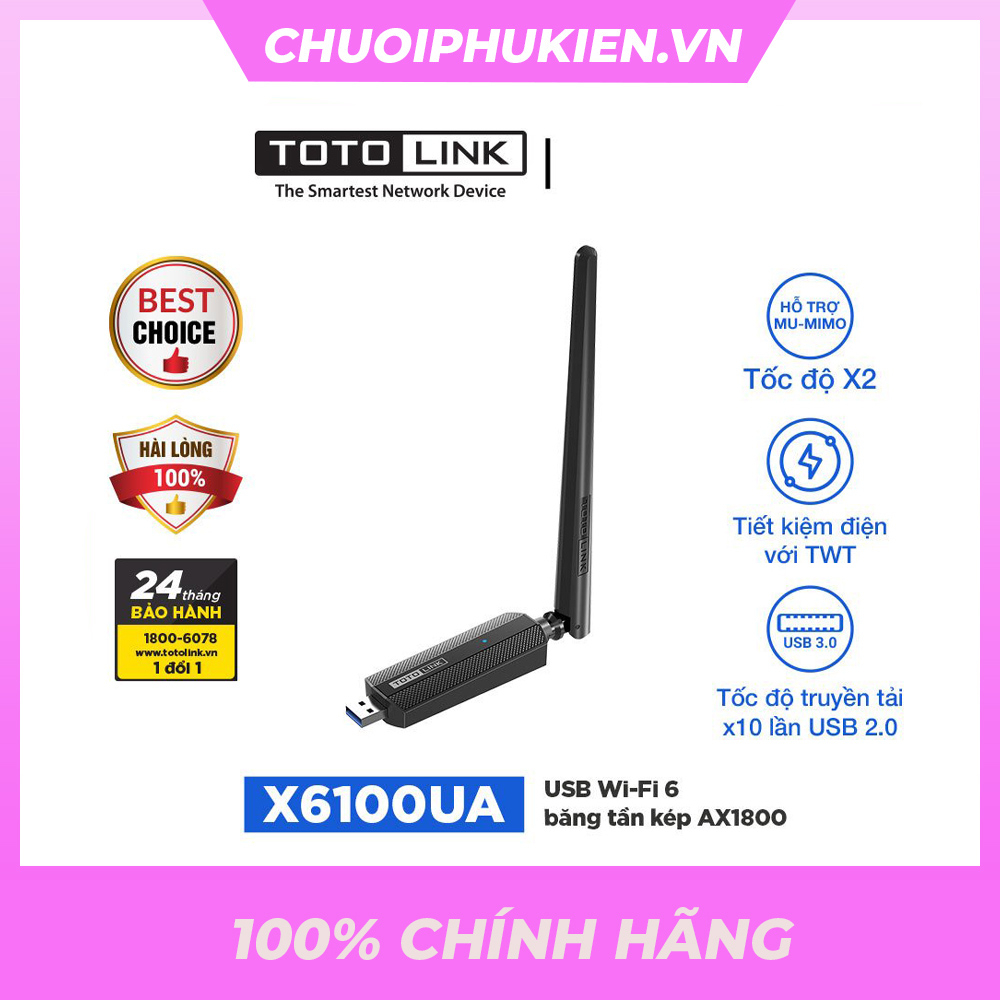 USB Wi-Fi 6 ดูอัลแบนด์มาตรฐาน AX1800 TOTOLINK X6100UA - สินค้าของแท้