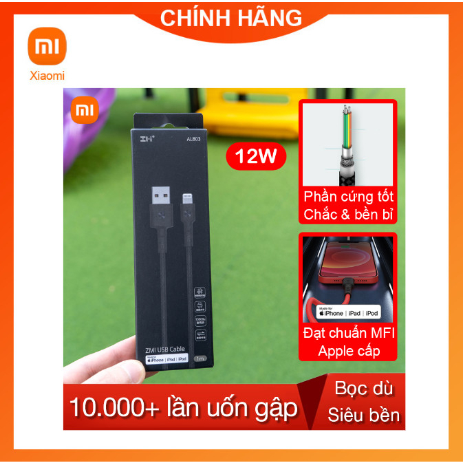 Zmi AL805 AL803 สายชาร ์ จ Lining Xiaomi Super ทนทาน สีดํา 1 ม