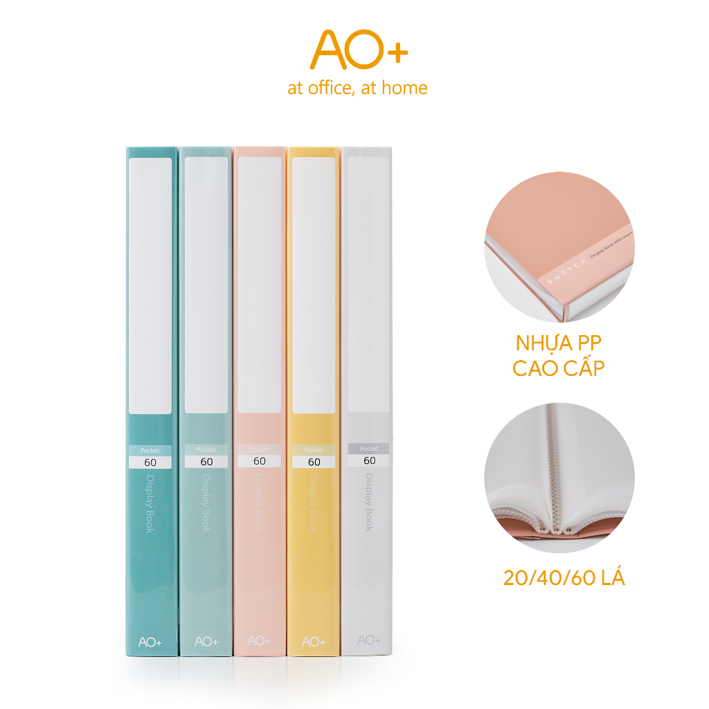 AO+ ยี่ห้อ A4 Switch ON Leaf Cover กระเป๋าหนา 0.06 มม. มีกระดาษสัน (20/ 40 /60 ใบ) -WD652/WD654/WD65