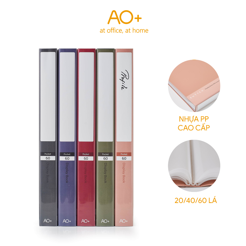 AO+ ยี่ห้อ A4 Switch OFF Leaf Cover กระเป๋าหนา 0.06 มม. มีกระดาษสัน (20/ 40 /60 ใบ) -WD652/WD654/WD6