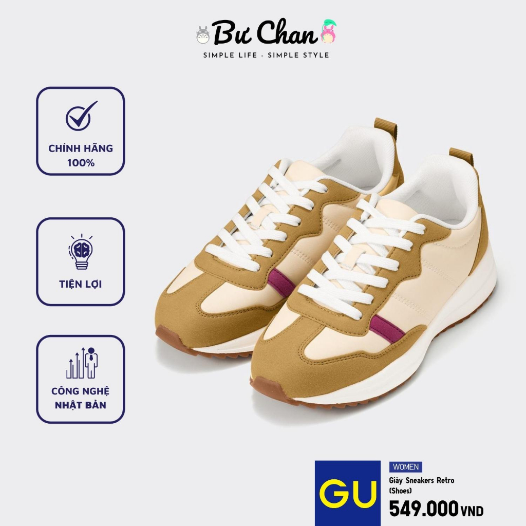 GU JAPAN รองเท้ากีฬาผู้หญิงรองเท้าผ้าใบสไตล์เรโทรสําหรับผู้หญิง - ของแท้ GU JAPAN - 343163