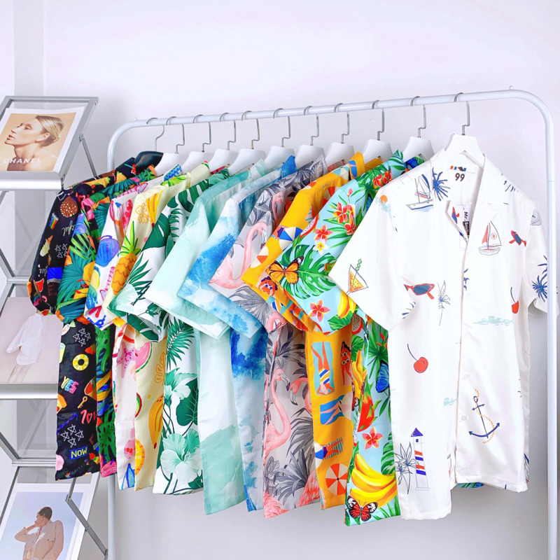 UNISEX MR SMILE 99 SHOP BEACH PATTERN SHIRT