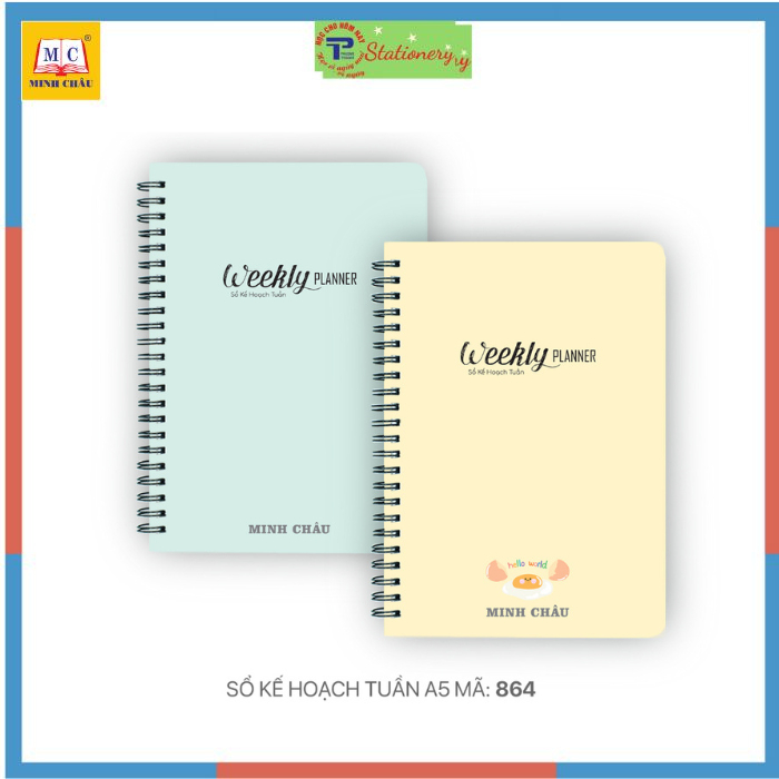MINH CHAU Weekly Planner, Weekly Planner A5 ขนาด 120 หน้า 100gsm (MS 864)