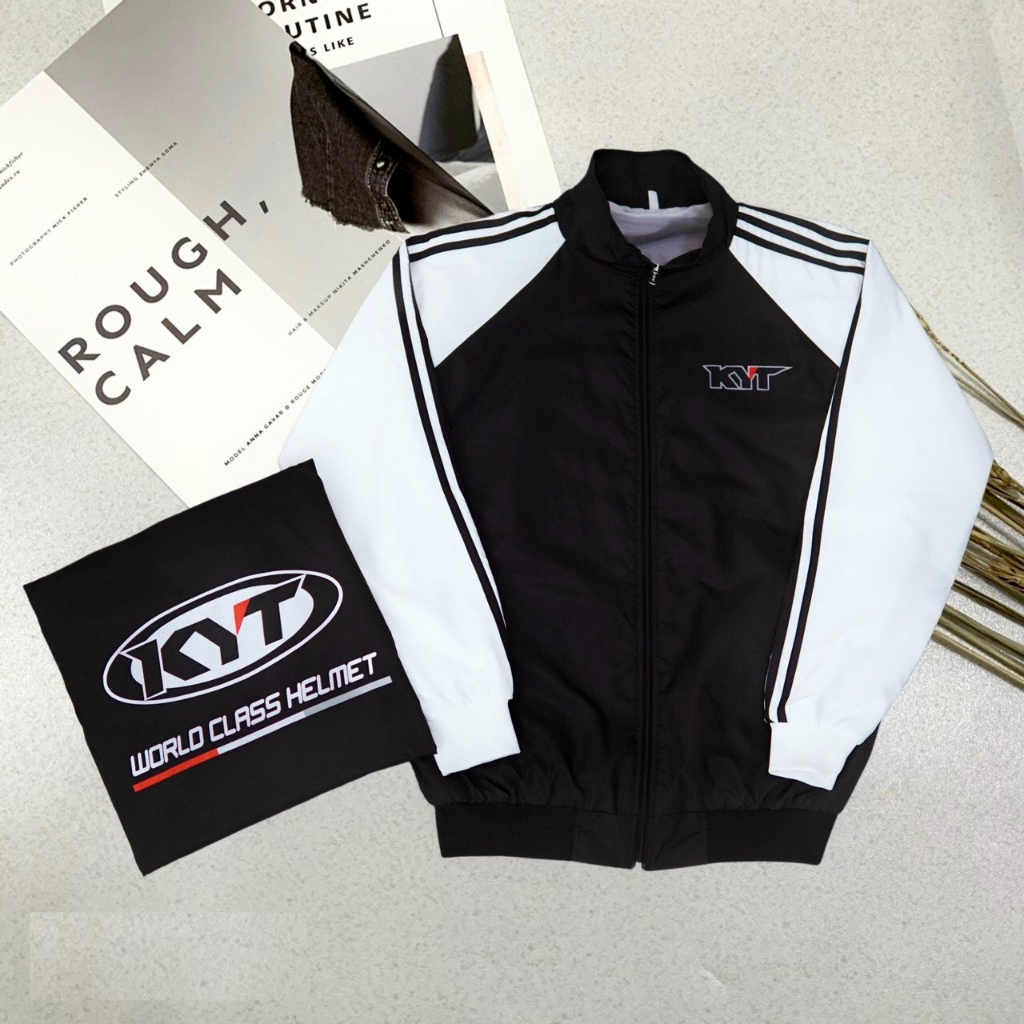 เสื้อแจ็คเก็ตร่มชูชีพ KYT สําหรับผู้ชายและผู้หญิง ผ้ากันลม 2 ชั้น แบบกว้าง คอปกตั้งคุณภาพสูง NCH FAS