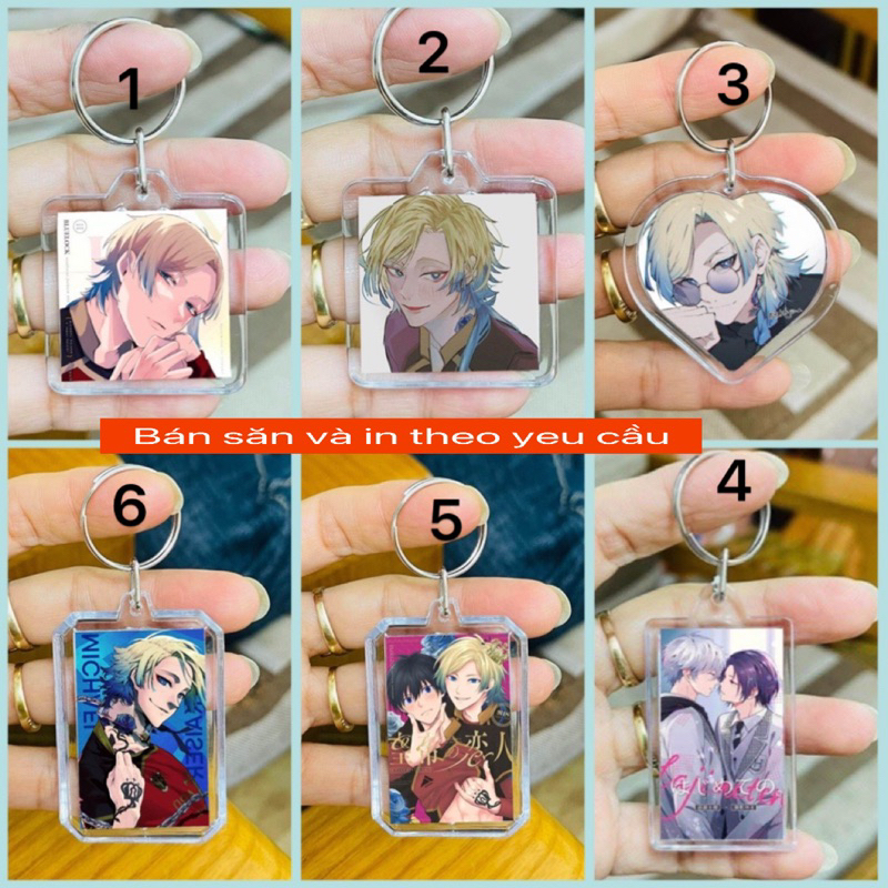 พวงกุญแจ Blue Lock Michael kaiser micha ขอบใส/พวงกุญแจอนิเมะ Blue Lock พร้อมที่แขวนภาพ Blue Lock