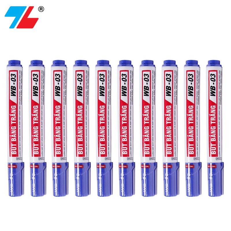 [ BOX OF 10 ] THIEN LONG WB-03 WB03 WB 03 ปากกาไวท์บอร์ดและเครื่องหมายลบได้.- ทูเถาเครื่องเขียน