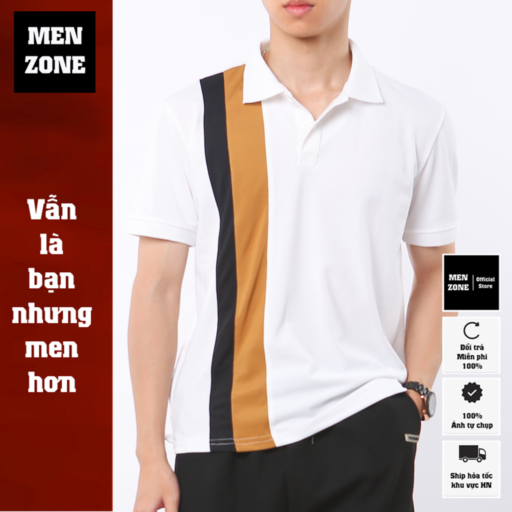 เสื้อโปโลผู้ชายลายทางสี, เสื้อยืดแขนสั้นผู้ชาย, เสื้อยืดผู้ชายคอปกเปิดลงเท่ๆ [PSA]