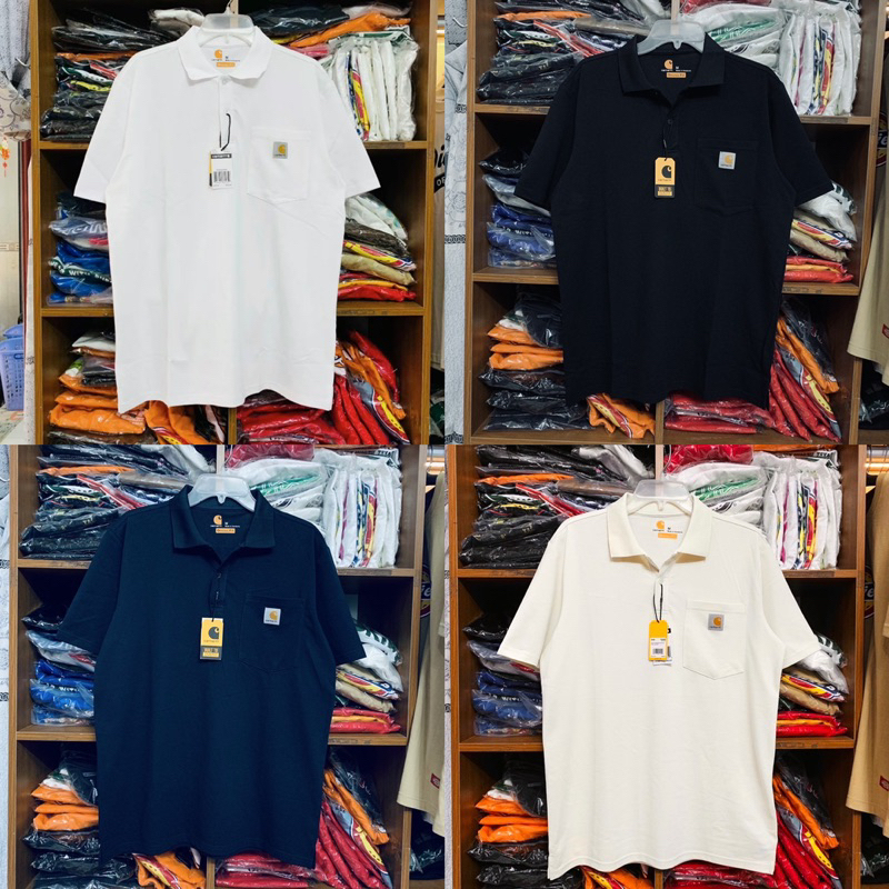 [GENUINE]- เสื้อโปโล Carhartt (สีเบจ ขาว ดํา ชาโคล)