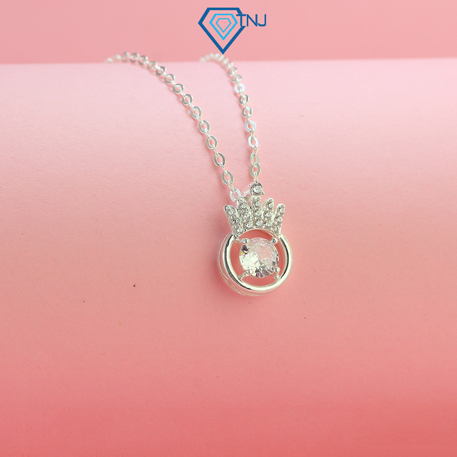สร้อยคอผู้หญิงเงินแท้ทรงมงกุฎและหิน DCN0666 - TNJ Jewelry