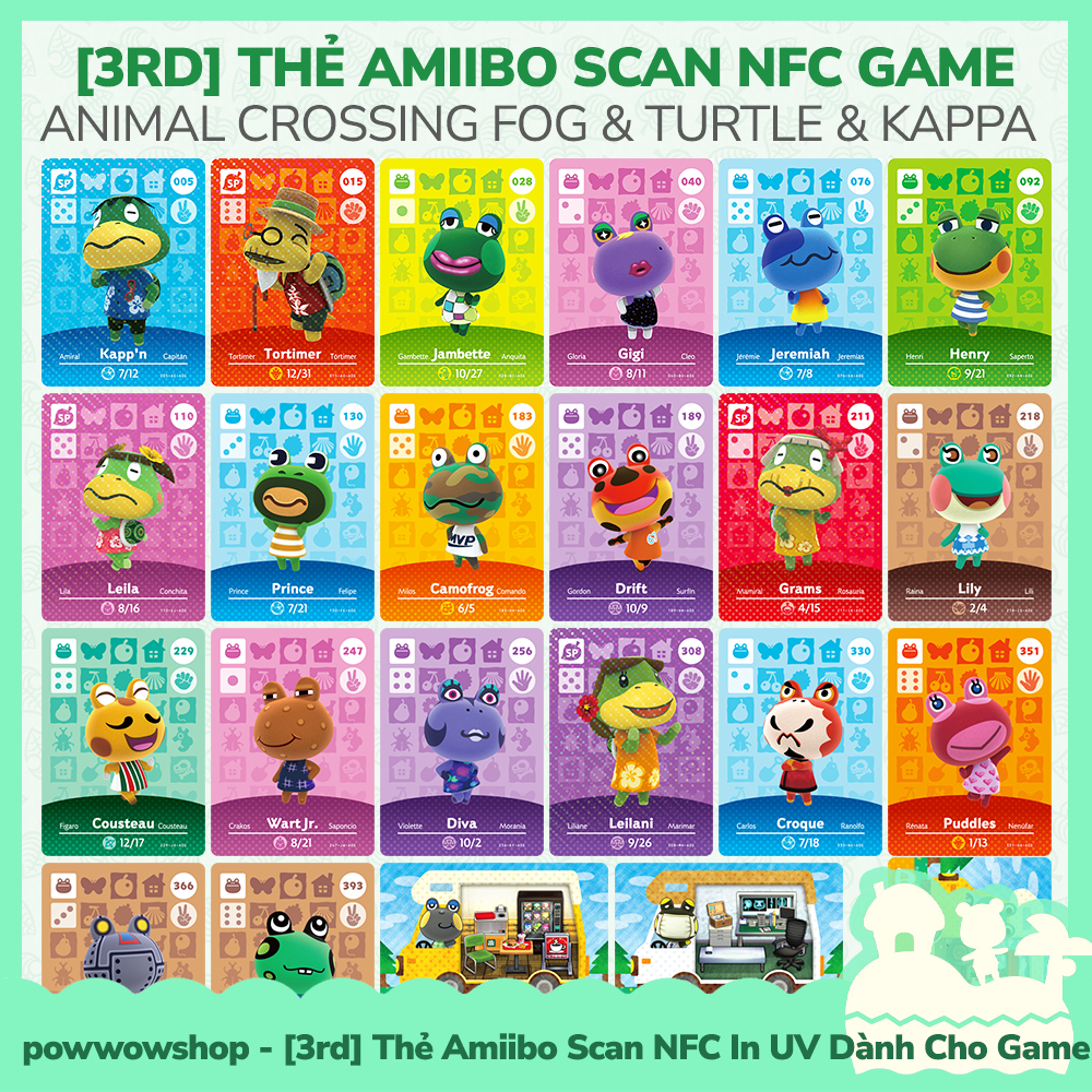 [ คลังสินค ้ าพร ้ อม VN - Express ] 3rd Amiibo Scan NFC Frog &amp; Turtle &amp; Kapp Series Animal Crossing New Horizons Nintendo Switch Card