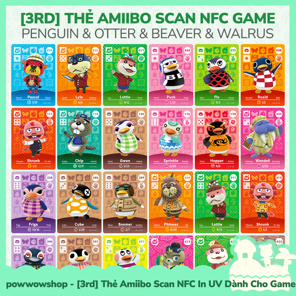 [มีจําหน่ายในเวียดนาม - Express] การ์ด Amiibo ที่ 3 สแกน NFC Penguin & Otter & Beaver Walrus Animal 