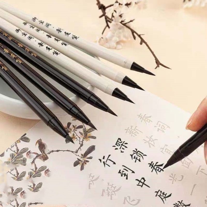 ปากกาพู่กันเขียนอักษรจีน คัดลายมือ คัดลอกพระสูตร เขียนง่าย
