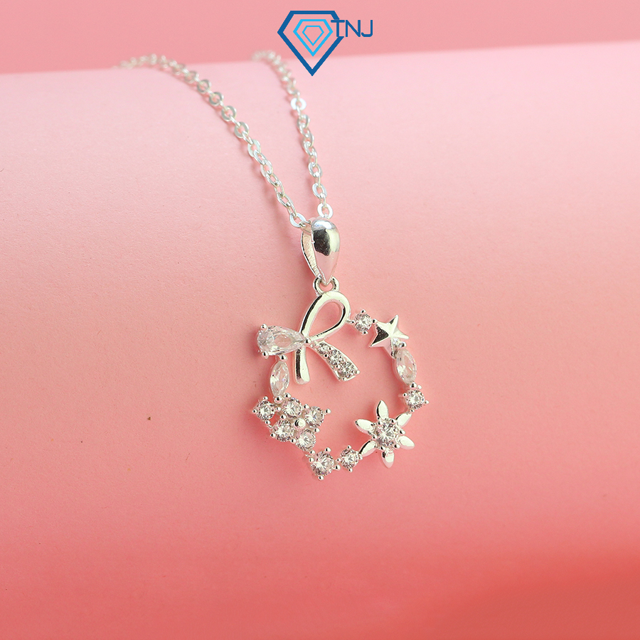 สร้อยคอผู้หญิงเงินแท้โบว์หิน DCN0677 - TNJ Jewelry