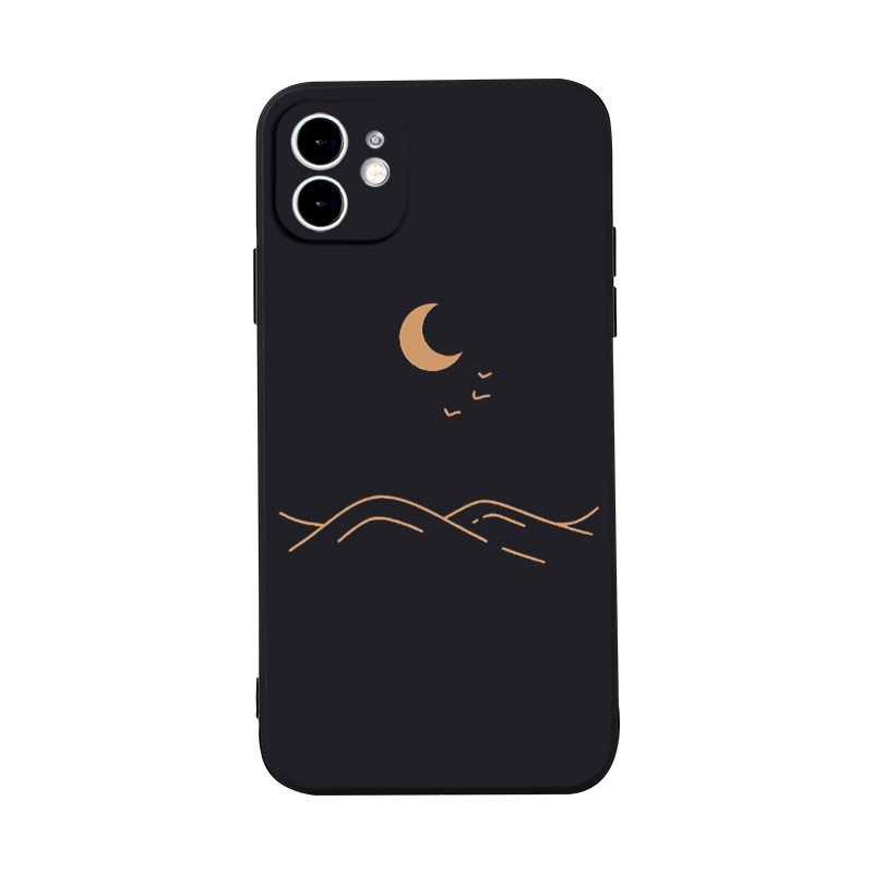 Crescent moon night sea square EdgeสําหรับiPhone 16 15 14 13 12 11 Pro Max SE 2020 X XR XS 8 7 ip 6S
