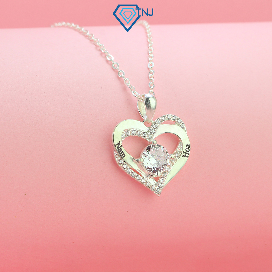สร้อยคอเงินผู้หญิงหินรูปหัวใจสลักชื่อ DCN0680 - TNJ Jewelry