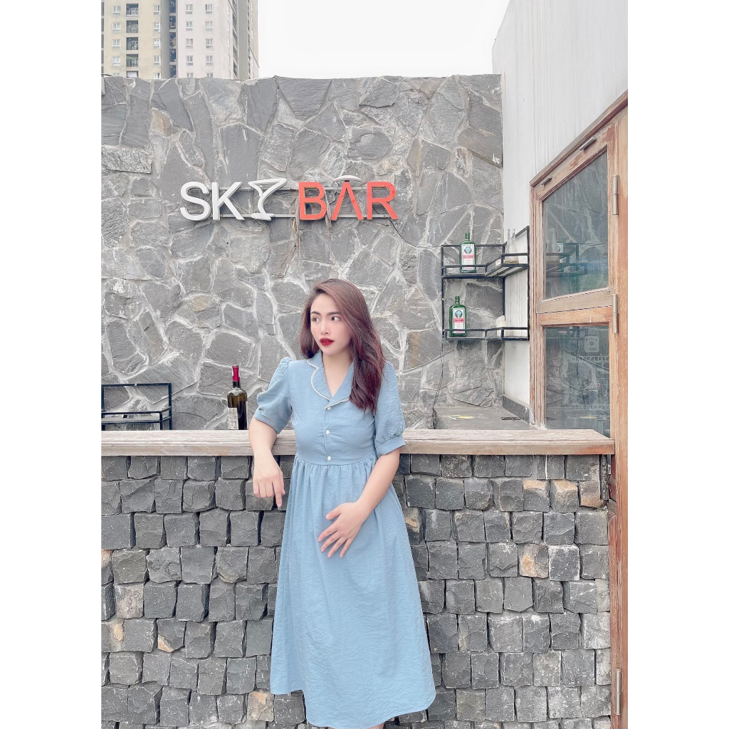 ชุดคลุมท้องสํานักงาน 40-130 กก. - GUME ชุดคลุมท้อง ชุดคลุมท้องคอสีขาว เดรสหลังคลอด มีกระดุมเปิด ให้น