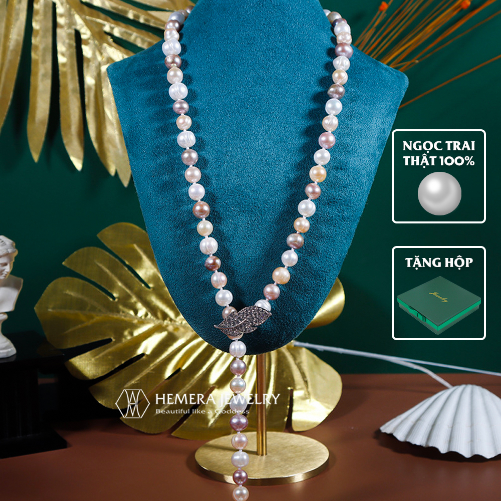 สร้อยคอ Hemera ไข่มุกวัฒนธรรมน้ําจืดแท้ยาวสวมคลาสสิก ao dai HMR65