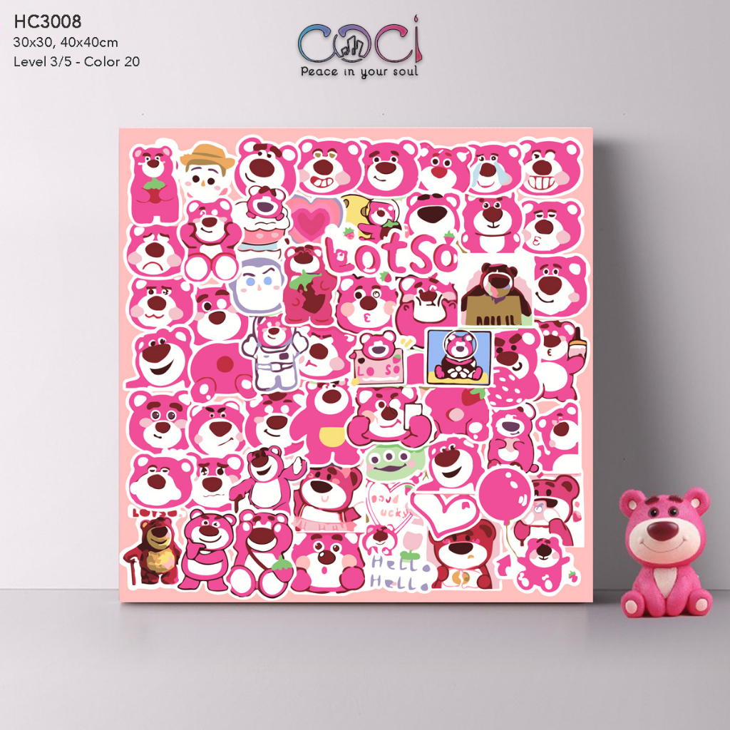 ภาพระบายสีหลักของการ์ตูนLotso COCI Strawberry Bear สีเรียบง่ายและง่ายสําหรับเด็ก HC3008