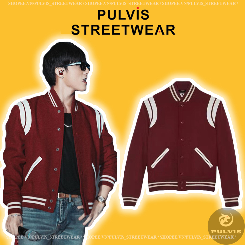 ️[คุณภาพกระจก] - เสื้อแจ็คเก็ตบอมเบอร์ YSL Paris RED ระดับพรีเมียม แจ็กเก็ตเท็ดดี้บอมเบอร์ SLP