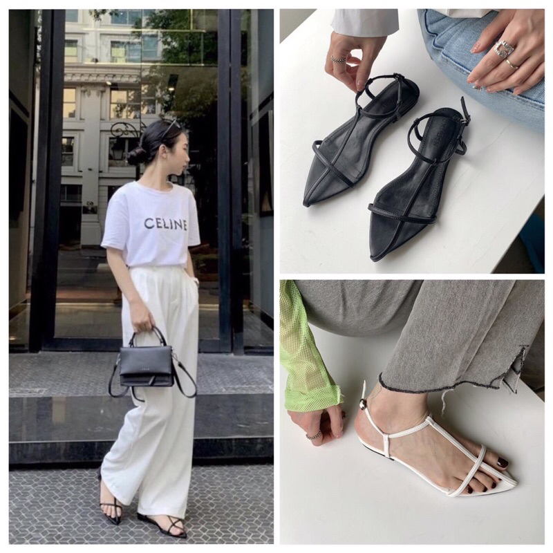 รองเท้าแตะสายไขว้ทรงเหลี่ยมสุดหรู มีไซส์ใหญ่ 35-45