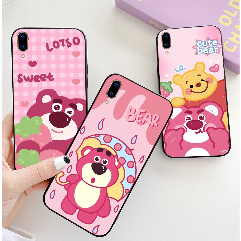 เคส Vivo v11 / vivo v11i / v11 pro พิมพ์ลายหมีสตรอเบอร์รี่สุดน่ารัก