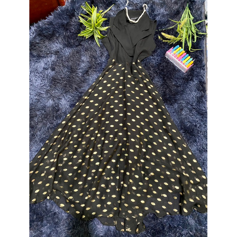 ชุดเดรส maxi คอปก Vest