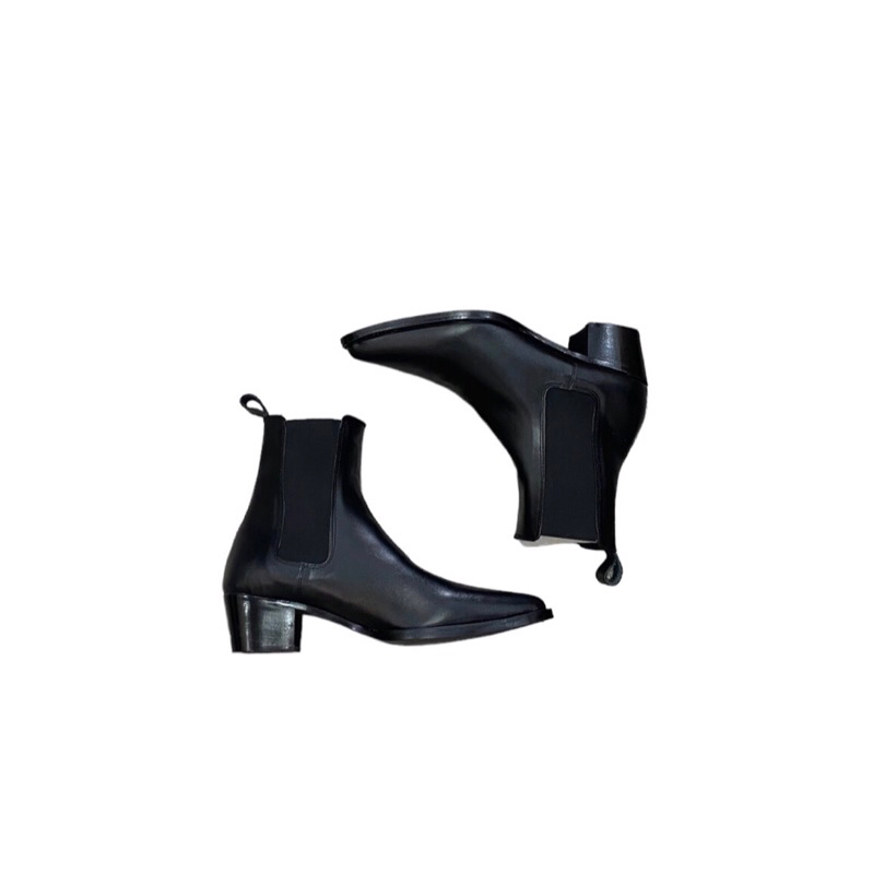 รองเท้าเชลซีรองเท้าส้นสูงชี้ Toe 5 ซม.High Sole Full Cowhide ส้นไม้ - TDK Shoemaker รองเท้าผู้ชาย