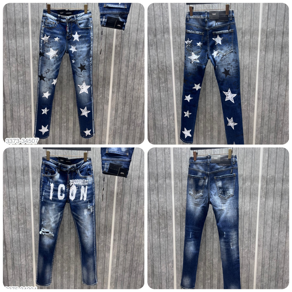 กางเกงผู้ชาย DSQ พิมพ์สวย - กางเกงยีนส์สีน้ําเงิน DSQ พิมพ์คุณภาพสูง