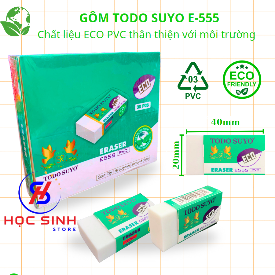 Combo 5 ยางลบดินสอ Todo Suyo E555 วัสดุเป็นมิตรกับสิ่งแวดล้อม ยางลบสะอาด - เครื่องเขียน No.1