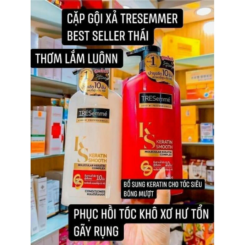 Combo TRESEMME Keratin Smooth Shampoo, Conditioner Thailand Dry Hair Conditioner 400มล