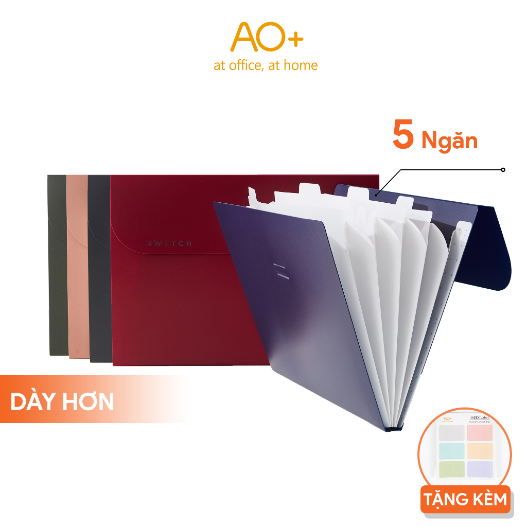 AO+ กระเป๋าเอกสาร A4 5 ช่อง กระเป๋าเอกสารศึกษาสะดวกในสี OFF WH445