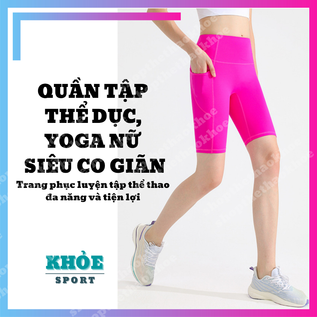 กางเกงกีฬาและโยคะสําหรับผู้หญิงที่มีความยาวเข่า biker HEALTHY SPORTS SHOP