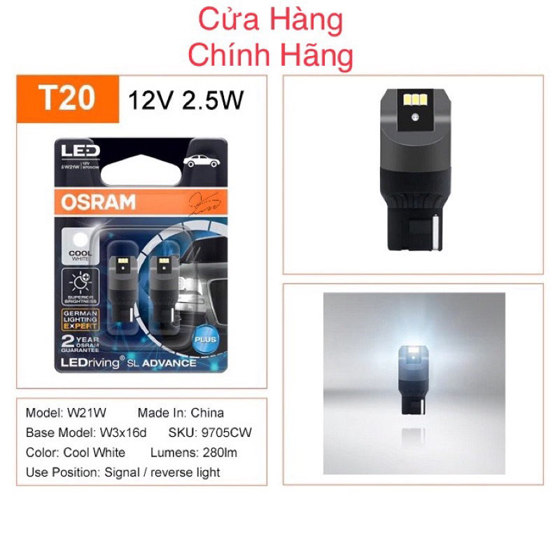 T20 LED Osram Advance Plus Signal Light, ปลั๊กถอยหลัง Demi, ไฟเลี้ยวเบรกหลัง, สว่างและทนทานสําหรับรถ