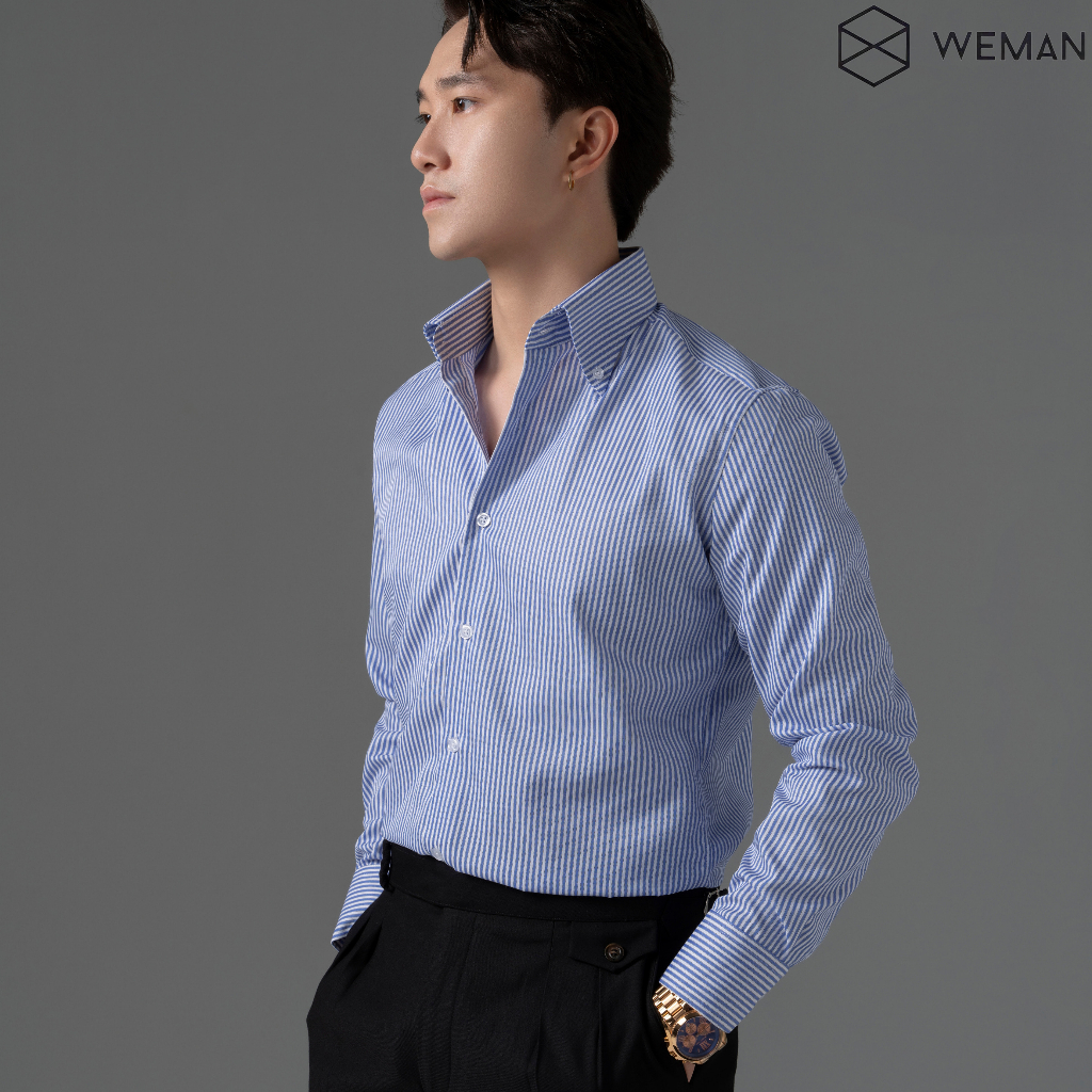 เสื้อเชิ้ตคอปกลายสก๊อตผู้ชาย BUTTON DOWN คุณภาพสูง ทรงเข้ารูป ไร้ริ้วรอย ผ้าฝ้ายดูดซับเหงื่อ WEMAN- 
