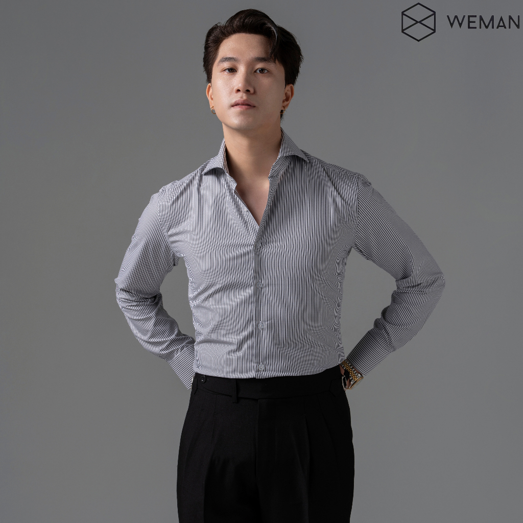 เสื้อลายสก๊อตเสื้อเชิ้ตลายทางคอปกตัดคุณภาพสูงวัสดุดูดซับเหงื่อแฟชั่น เรามาน - WMA2205