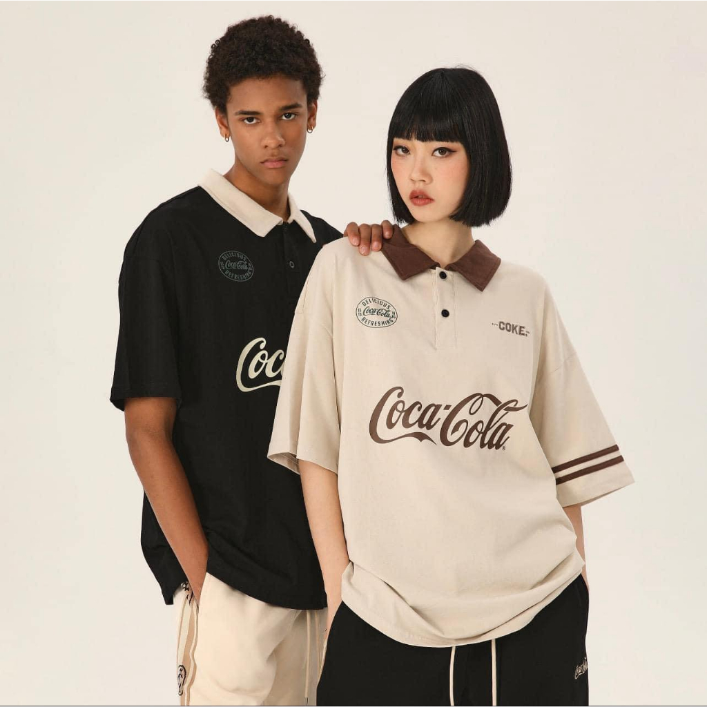 [ แท ้ ] Polo Coca Cola, Korean unisex Form, Coca Cola T-Shirt นําเข ้ าแท ็ กแสตมป ์ เต ็ ม