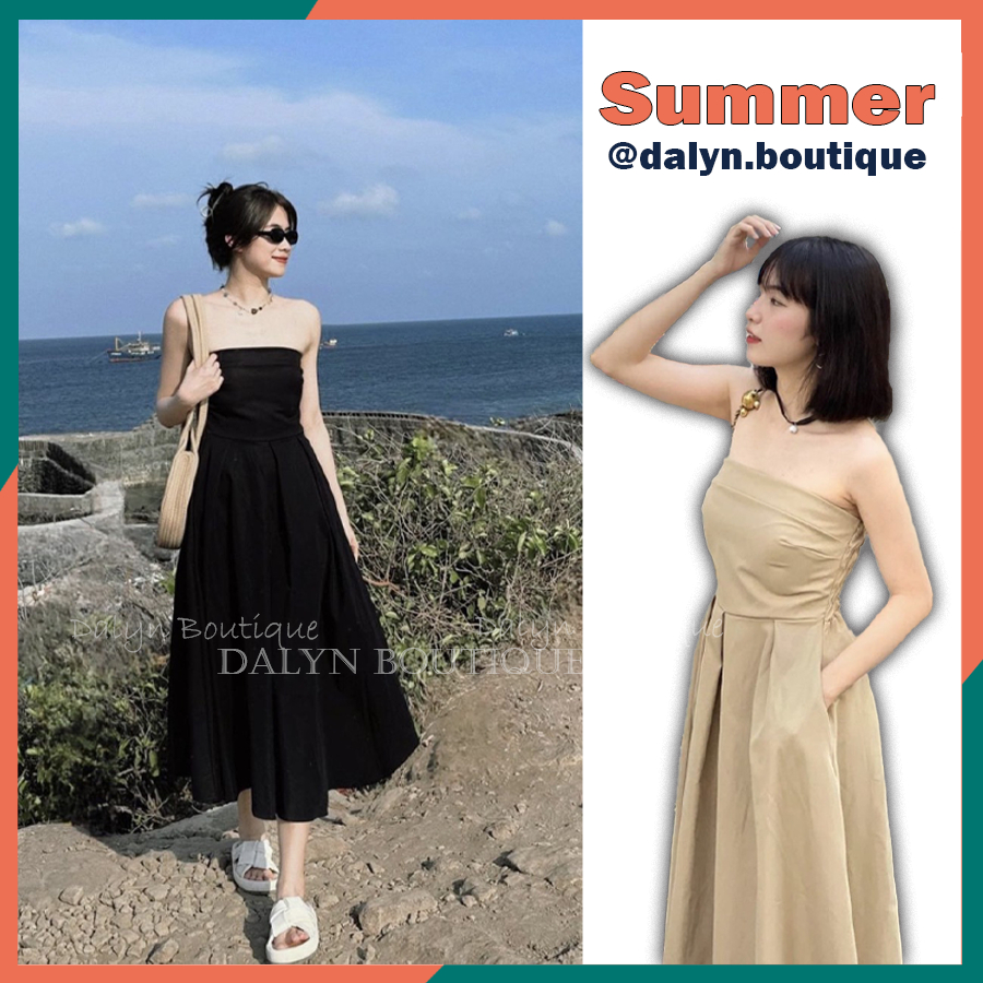 Dalyn ชุดเดรสยาวชายหาดเปลือยหลังบาน