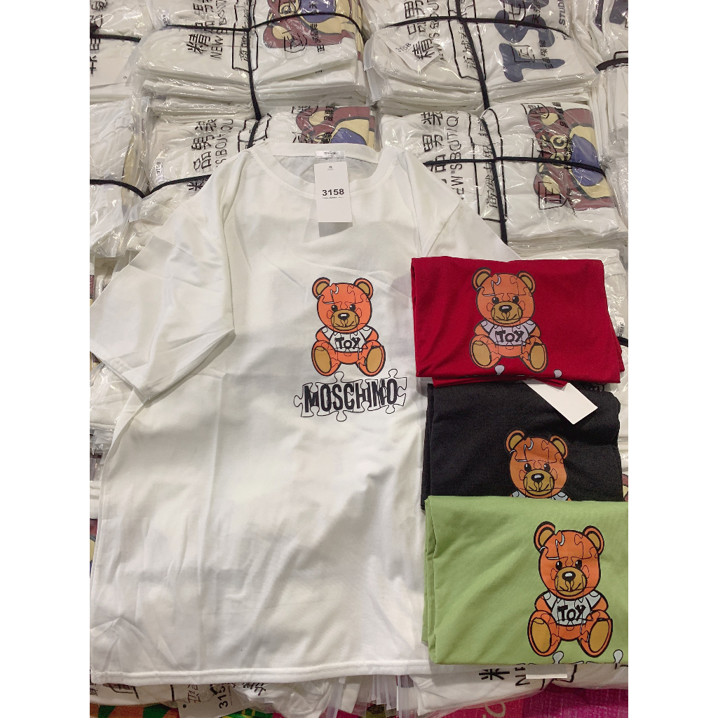 Moschino Mosschino Bear T-Shirt Real Photo cotton Rubber Wide form zip Bag