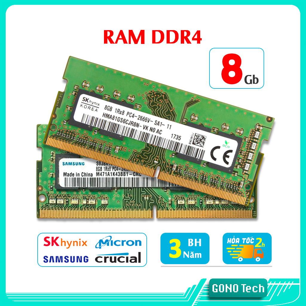 แล็ปท็อป RAM DDR4 8GB 2400 3200 2133 2666MHz Samsung SK hynix Micron Crucial