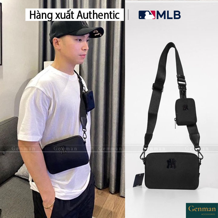 Ny MLB Men 'S Black Cross-Bags,,, Metal Logo Full Tag Code, Vintage MLB NY Cross-Bag [HOT ]