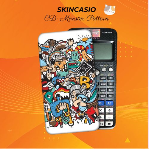 (1 ชิ้น)สติ๊กเกอร์คอมพิวเตอร์มือถือ FX-570, FX-580, Casio, Monster Pattern Theme| VINYL DECAL DOES ไ