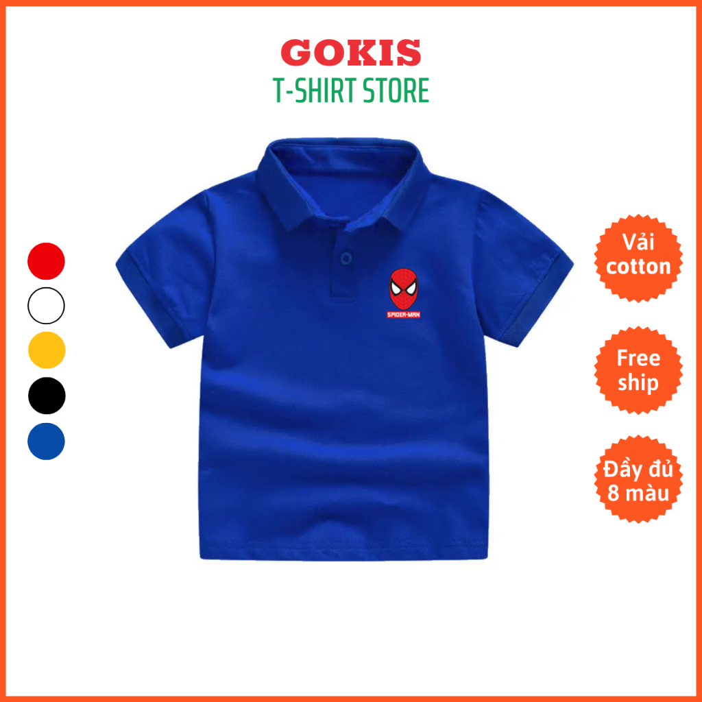 Spider Man เสื้อโปโลเด็กชาย spiderman จระเข้เสื้อโปโลขนาดตั้งแต่ 11 ถึง 30 กก. - เสื้อยืดคอปกเปิดลงส