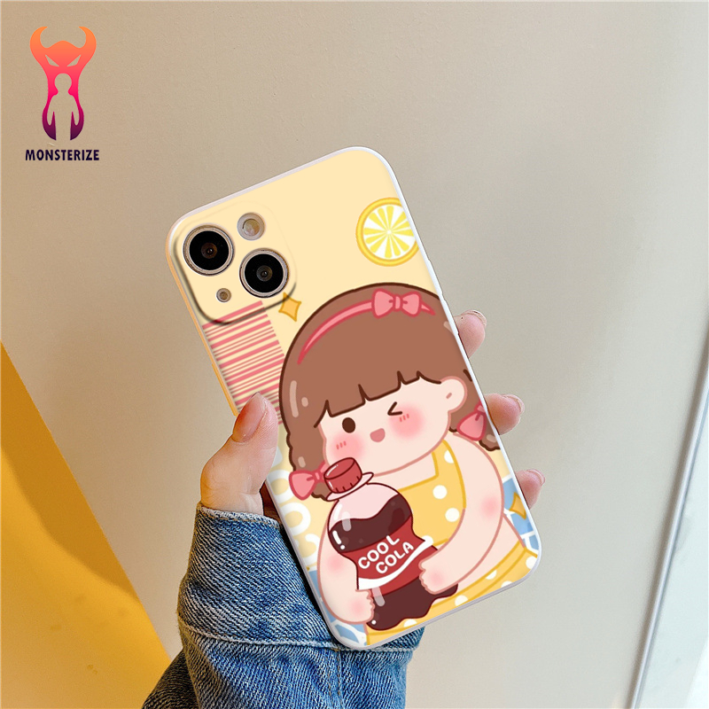 เคสไอโฟนขอบเหลี่ยม Coca girl 6/6splus/7/7plus/8/8plus/x/xr/xs/11/12/13/pro/max/plus/promax - e7245b