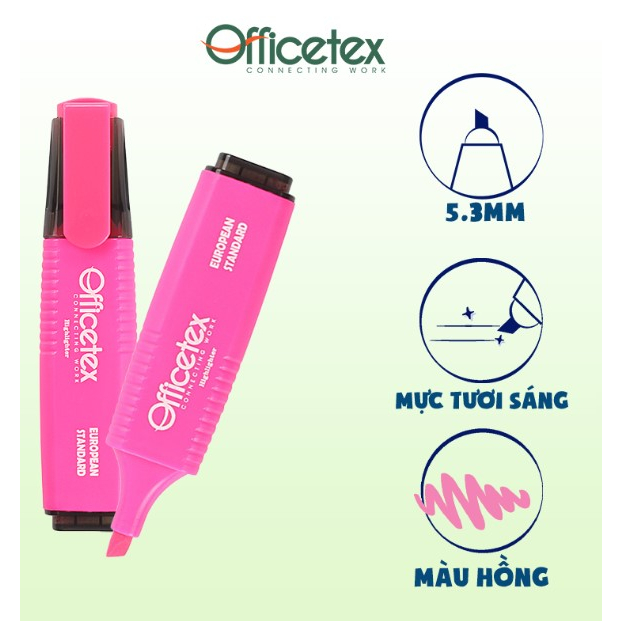 ปากกาไฮไลท์ Officetex OT-HL003 หมึกนีออน (Combo of 2) - สีเสริม