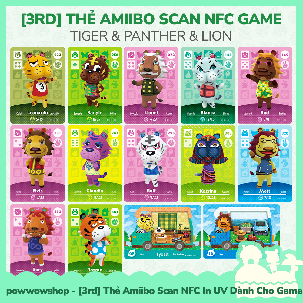 [ คลังสินค ้ าพร ้ อม VN - Express ] 3rd Amiibo Scan NFC Tiger &amp; Panther &amp; Lion เกม Animal Crossing New Horizons Nintendo Switch Card