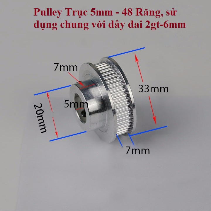Pulley Shaft 5mm - 48 ฟัน ใช้สายพาน 2gt-6mm