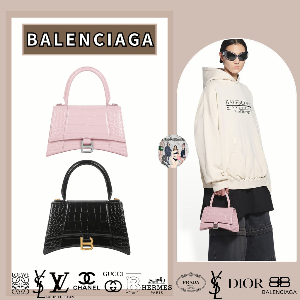 Balenciaga ผู้หญิง HOURGLASS SMALL HANDBAG IN BOX IN BLACK